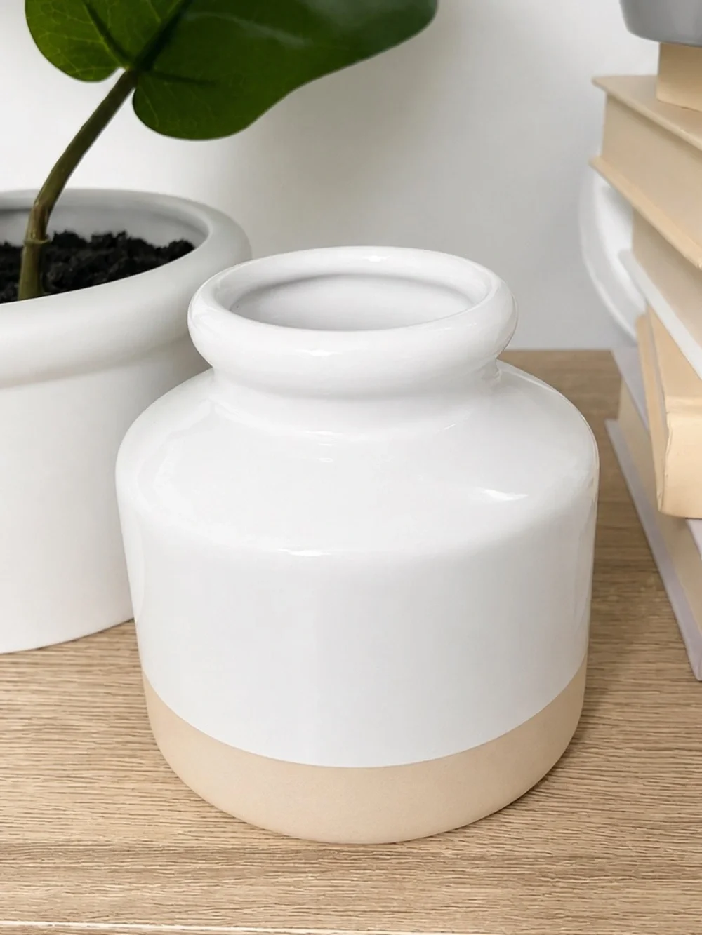 Threshold Two-Tone White and Cream Ceramic Accent Vase